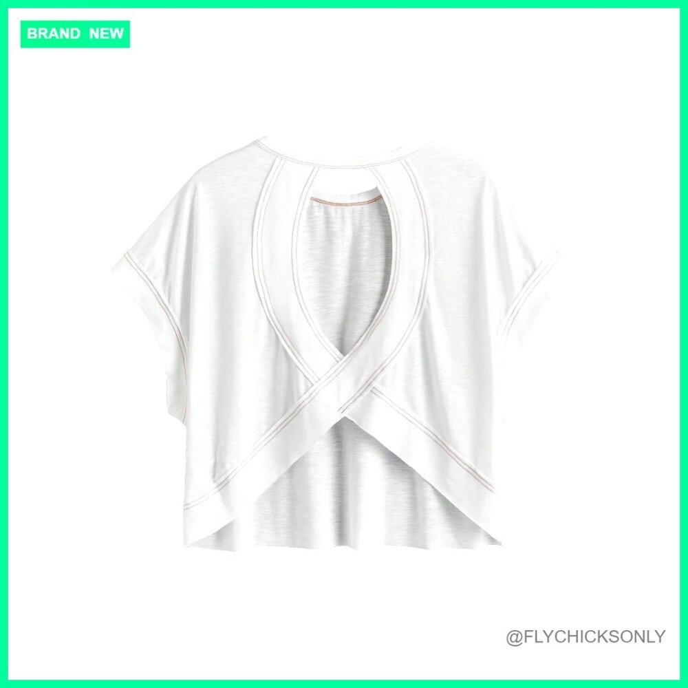 Oversized Short Sleeve T-Shirt with Open Back for Workout Casual Wear